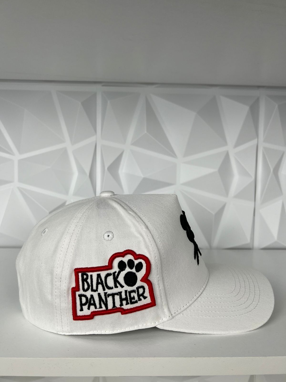 Black Panther SnapBack Hat-White