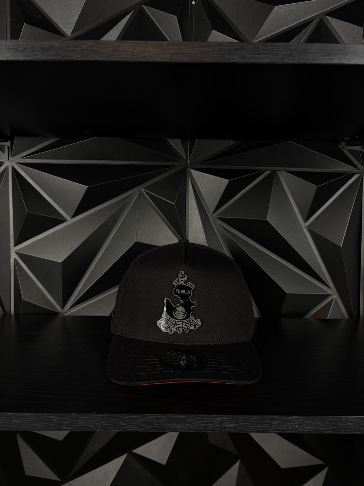 Puebla México estado SnapBack Hat-Black/Red Visor Cotton Cap