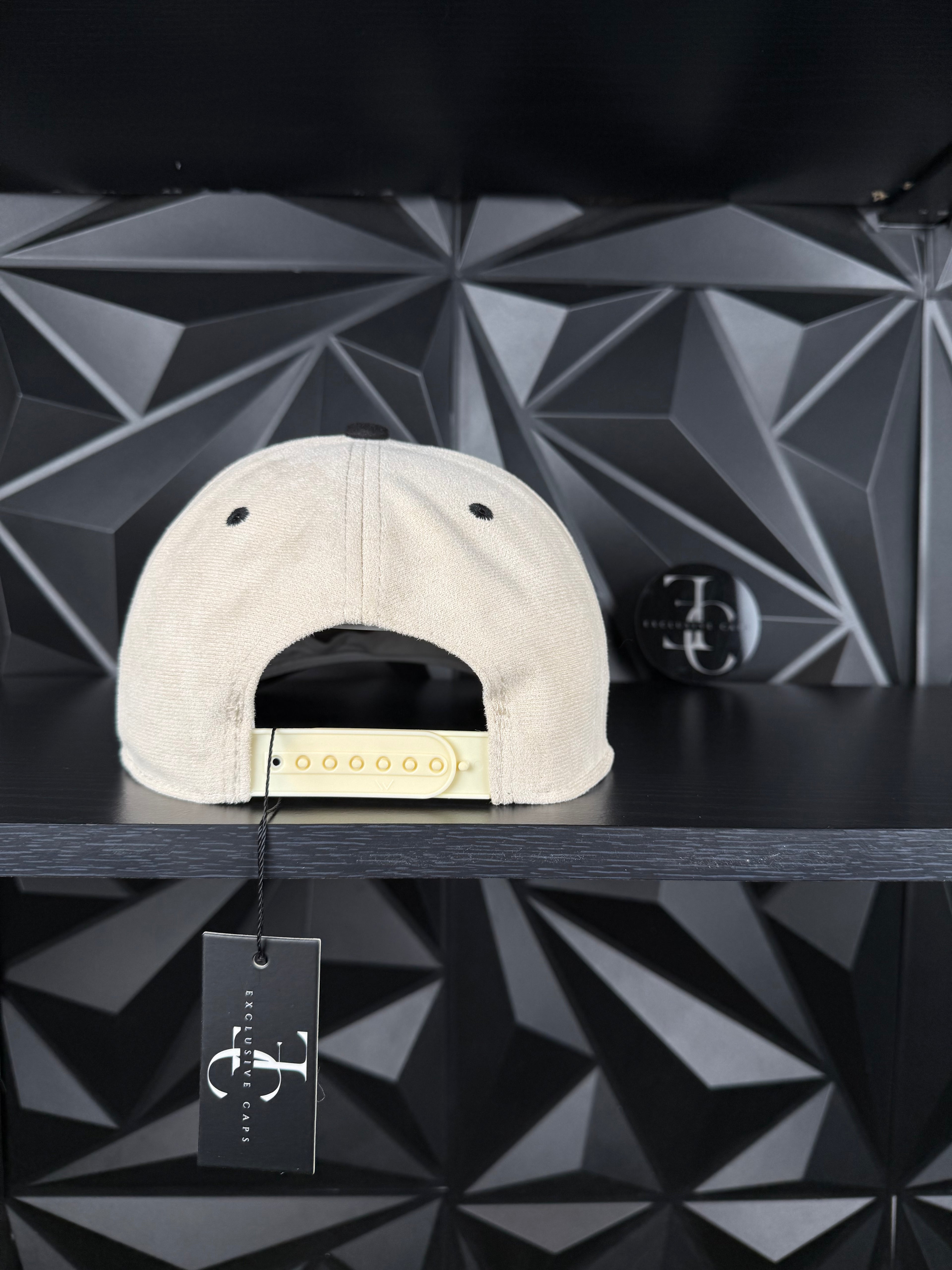 Exclusive Caps Clover SnapBack Hat - Off-White/Black Side with Black Clover Logo Design