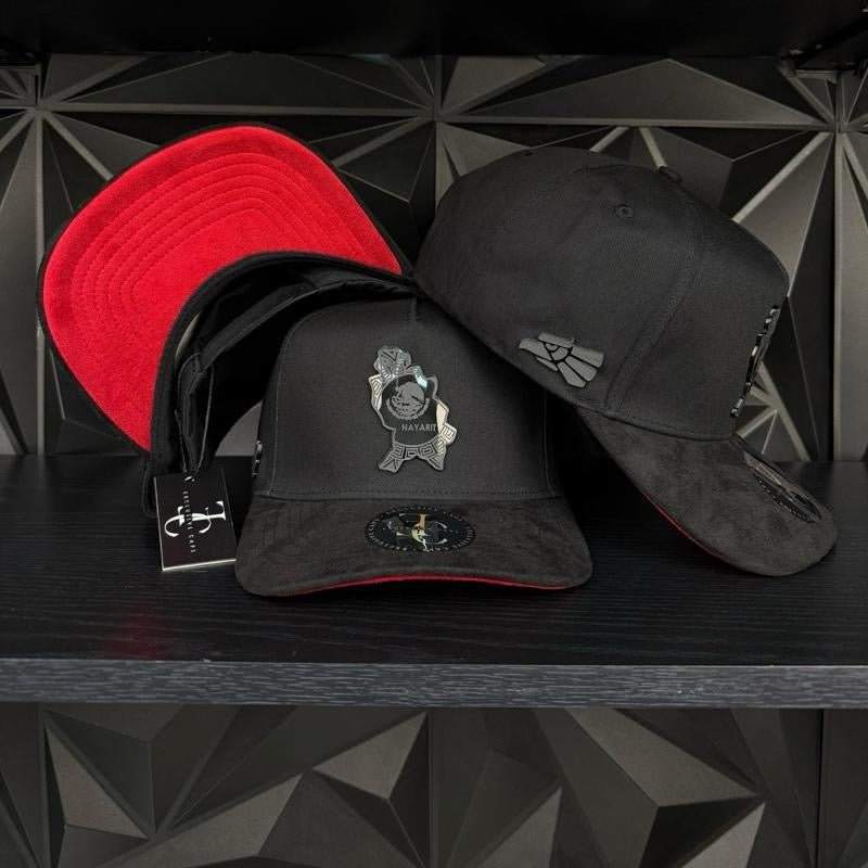 Nayarit México SnapBack hat-black/red suede