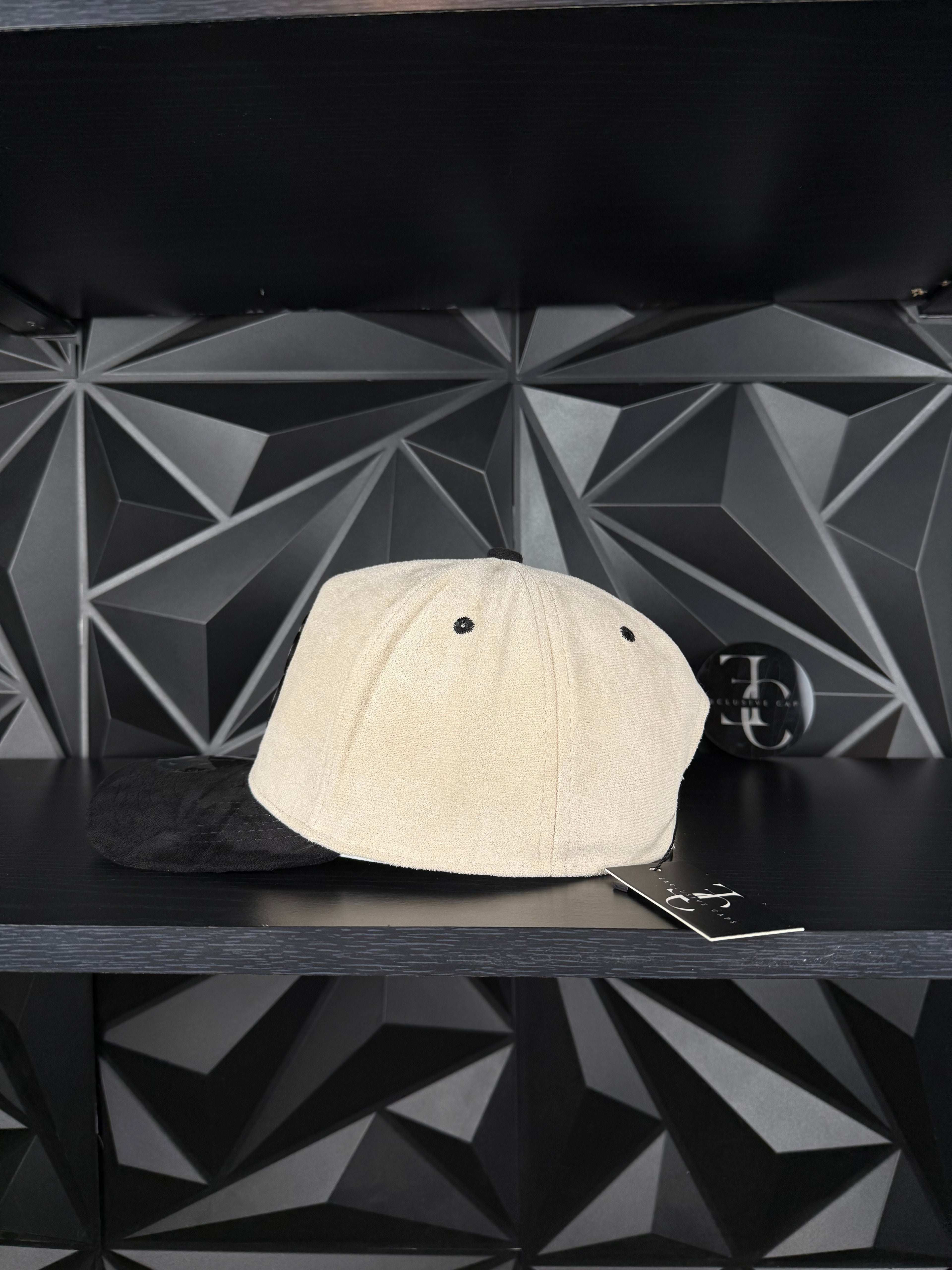 Exclusive Caps Clover SnapBack Hat - Off-White/Black Side with Black Clover Logo Design
