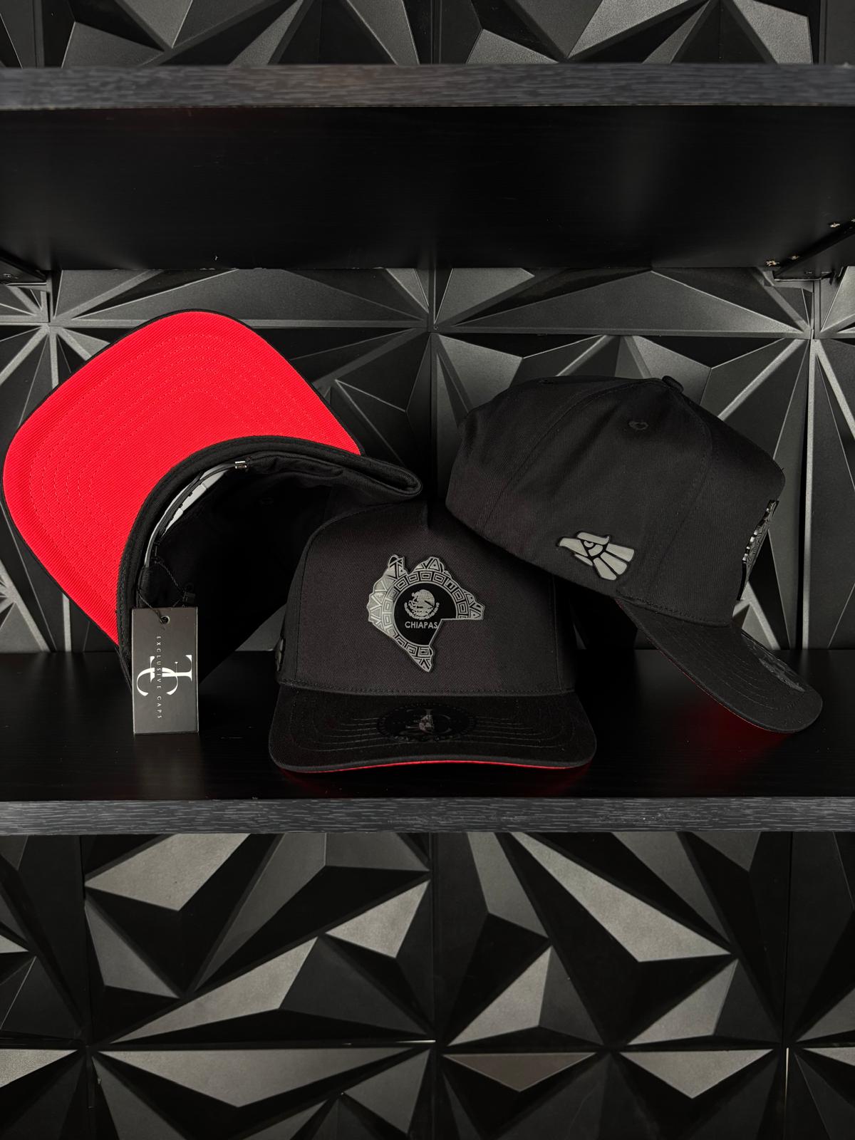 Chiapas México estado SnapBack Hat-Black/Red Visor Cotton Cap