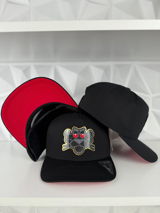 Pantera Negra Placa SnapBack Gorra-Negra/Roja