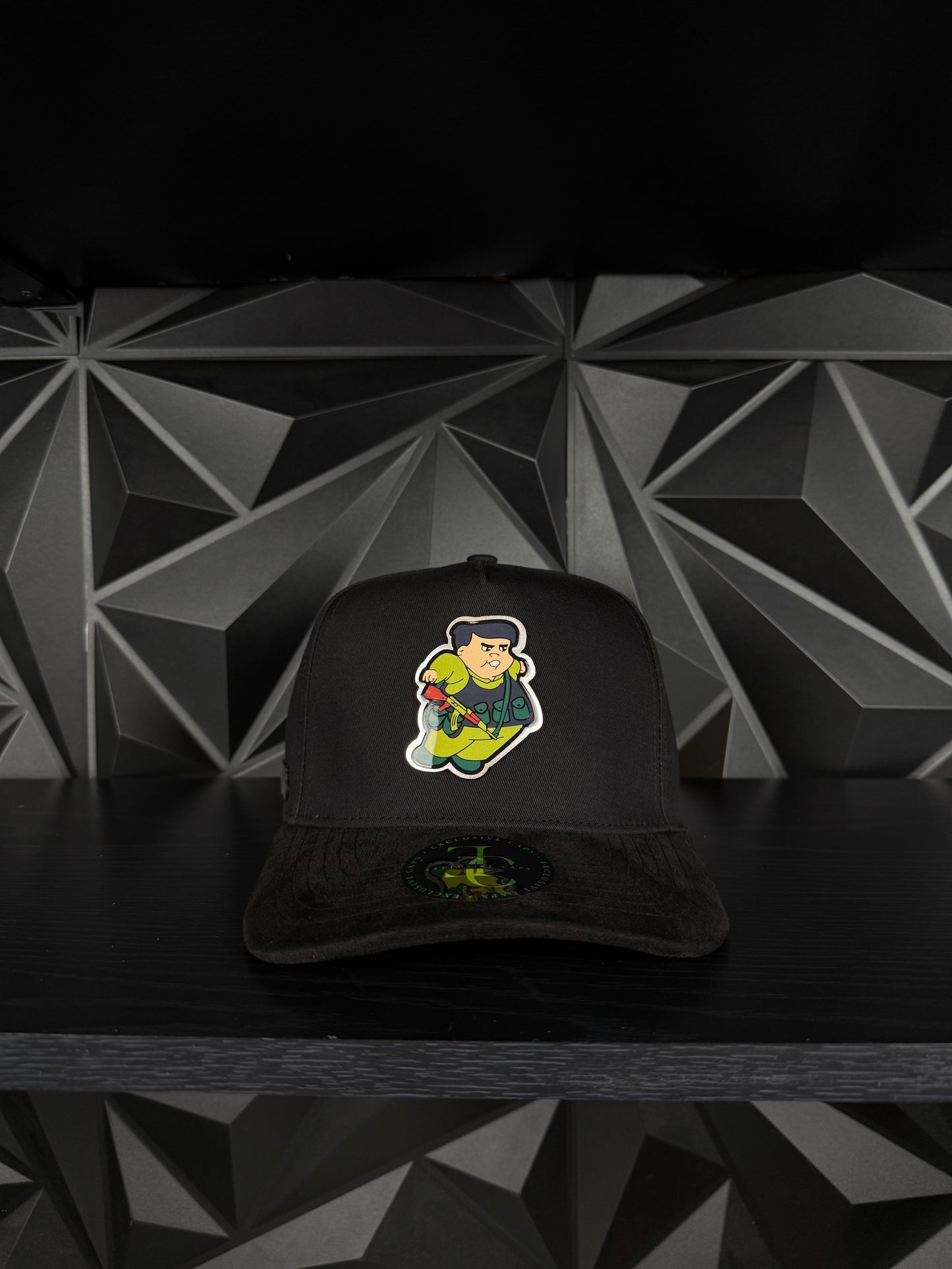 El gordo mz SnapBack hat- black Suede Visor