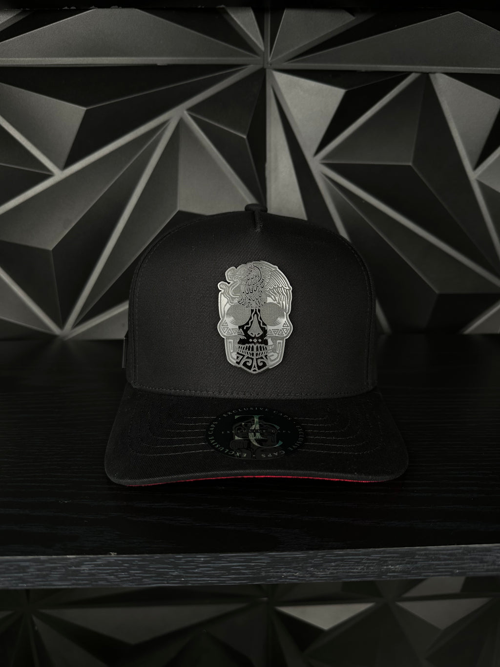 México Calavera SnapBack Gorra-Negra/Roja