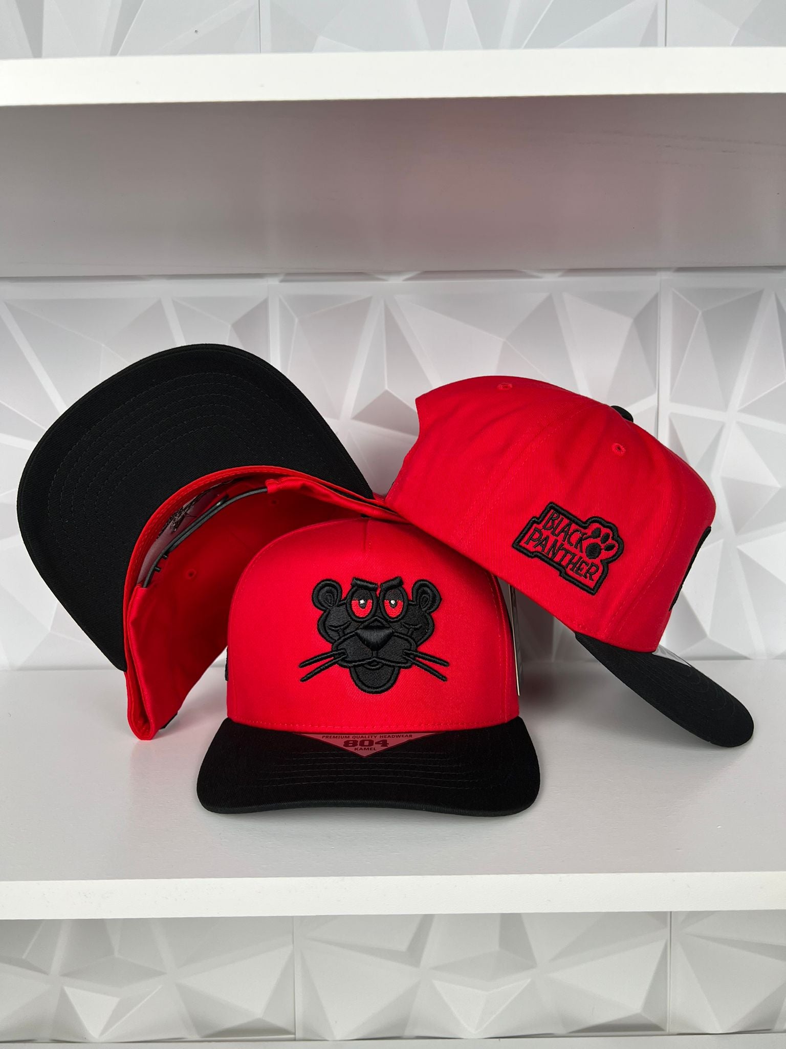 Black Panther SnapBack Hat-Red/Black