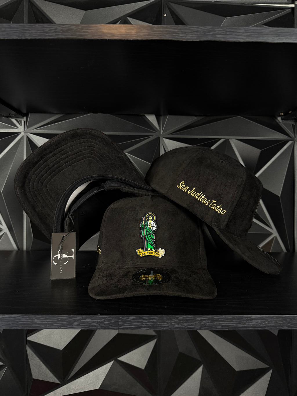 Exclusive caps san judas Tadeo SnapBack  hat Black Suede