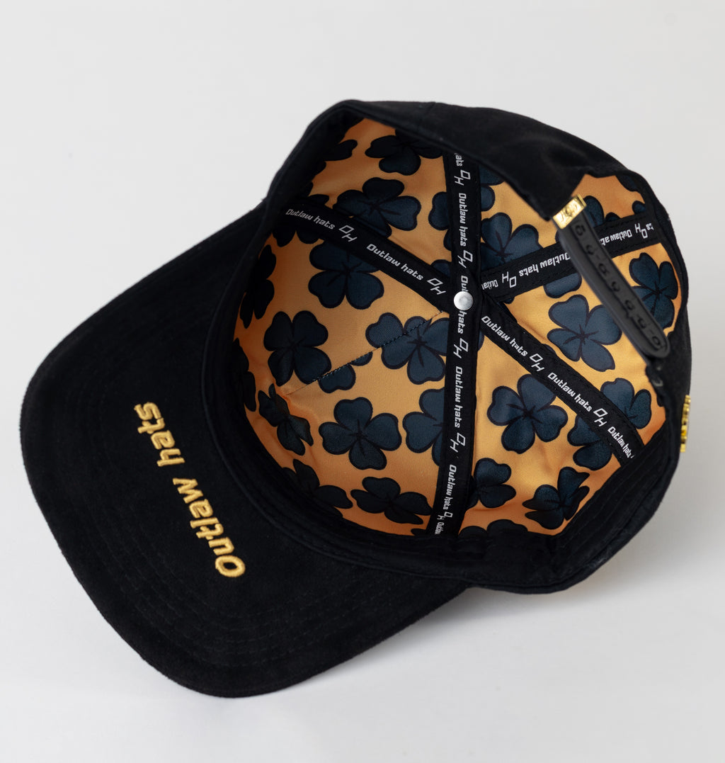 Trebol Metal Plate "No fue Suerte" Snapback Cotton Cap/Suede Visor- Outlaw Hats
