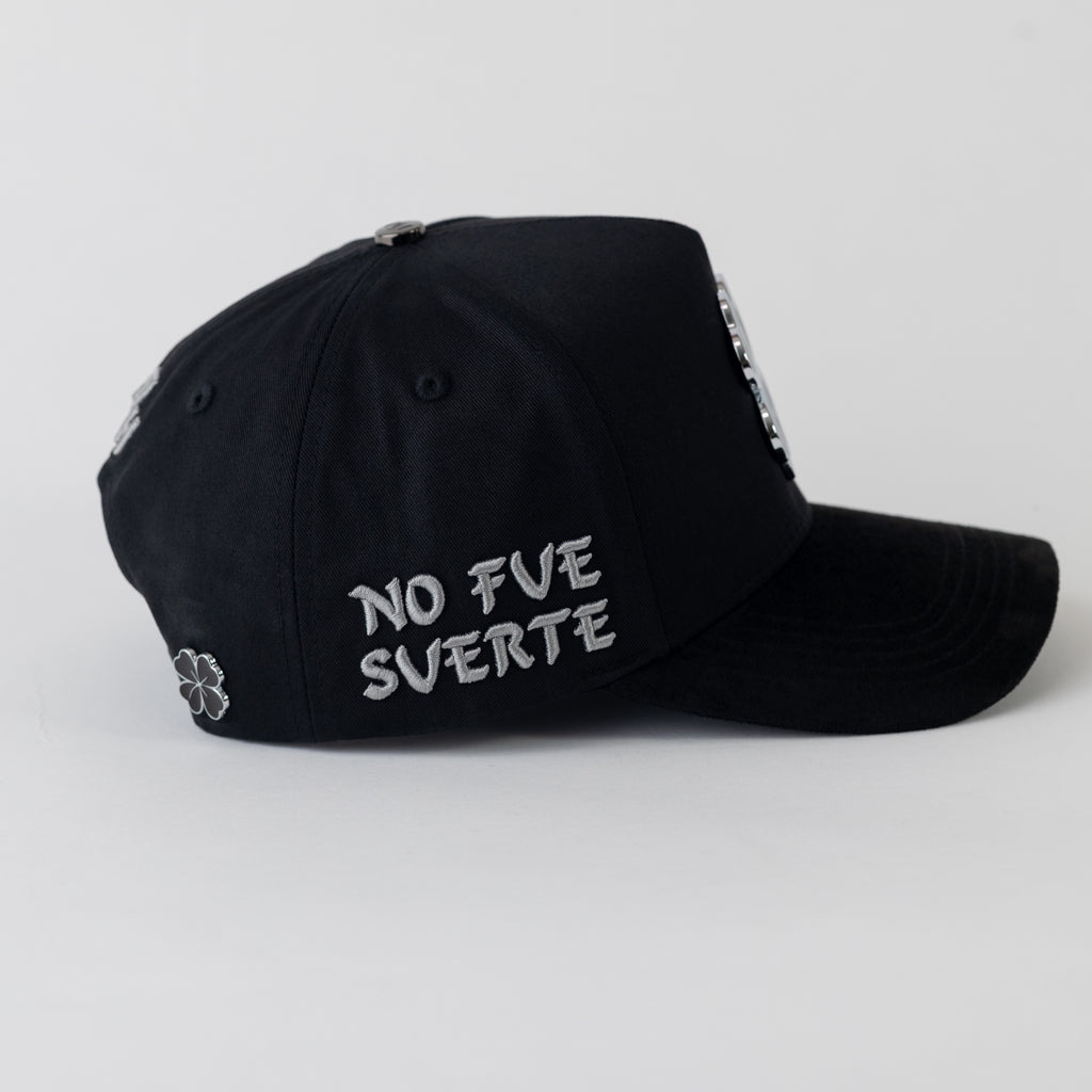 Trebol Metal Plate "No fue Suerte" Snapback Cotton Cap/Suede Visor- Outlaw Hats
