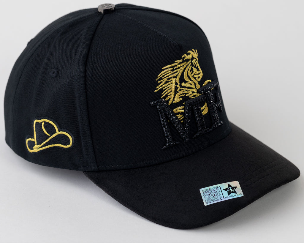 MF Black Cotton Cap/Suede Visor Snapback-Outlaw Hats