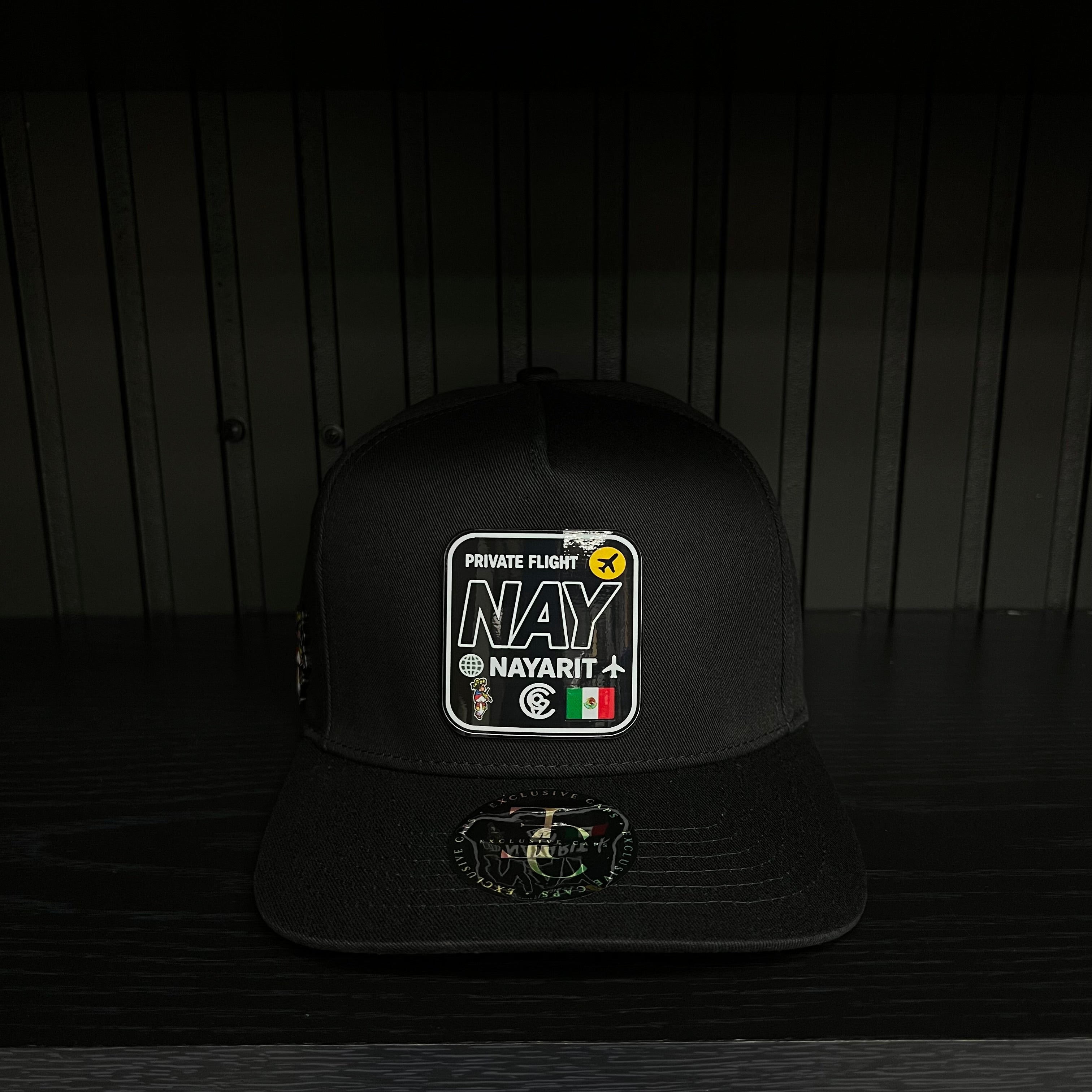 Exclusive Nayarit Private Flight SnapBack Hat - Black/Red Cotton Cap
