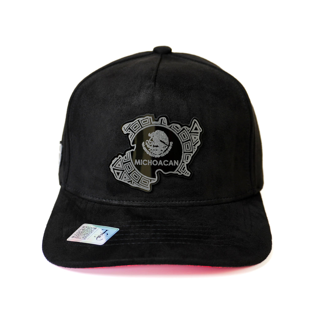 Michoacán México SnapBack Hat-Black/Red Suede