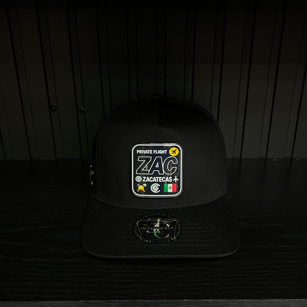 Exclusive Zacatecas Private Flight SnapBack Hat - Black/Red Cotton Cap