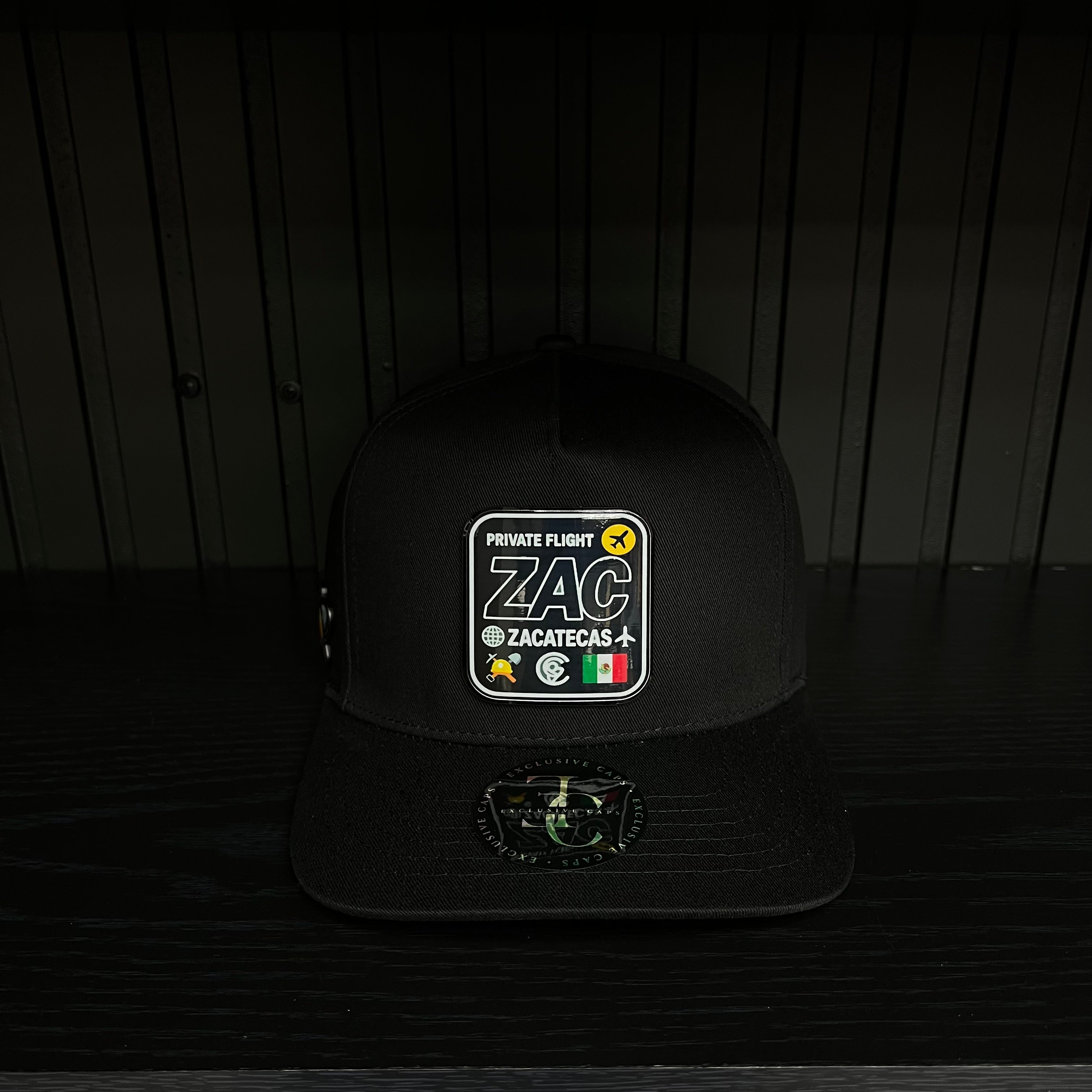 Exclusive Zacatecas Private Flight SnapBack Hat - Black/Red Cotton Cap