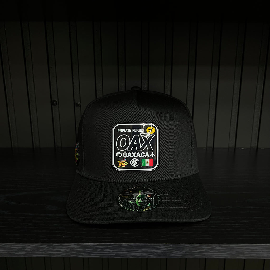 Exclusive Oaxaca Private Flight SnapBack Hat - Black/Red Cotton Cap