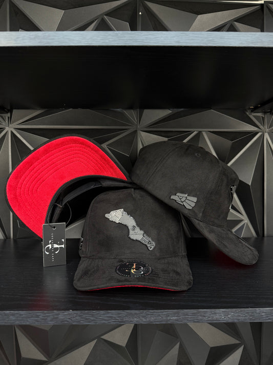 Baja California Sur México SnapBack hat-black/red suede