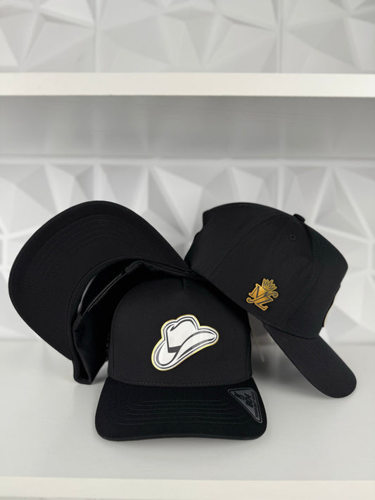 Sombrero Blanco Placa SnapBack Gorra-Negra