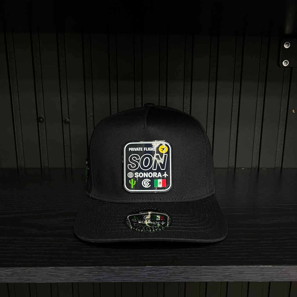 Exclusive Sonora Private Flight SnapBack Hat - Black/Red Cotton Cap