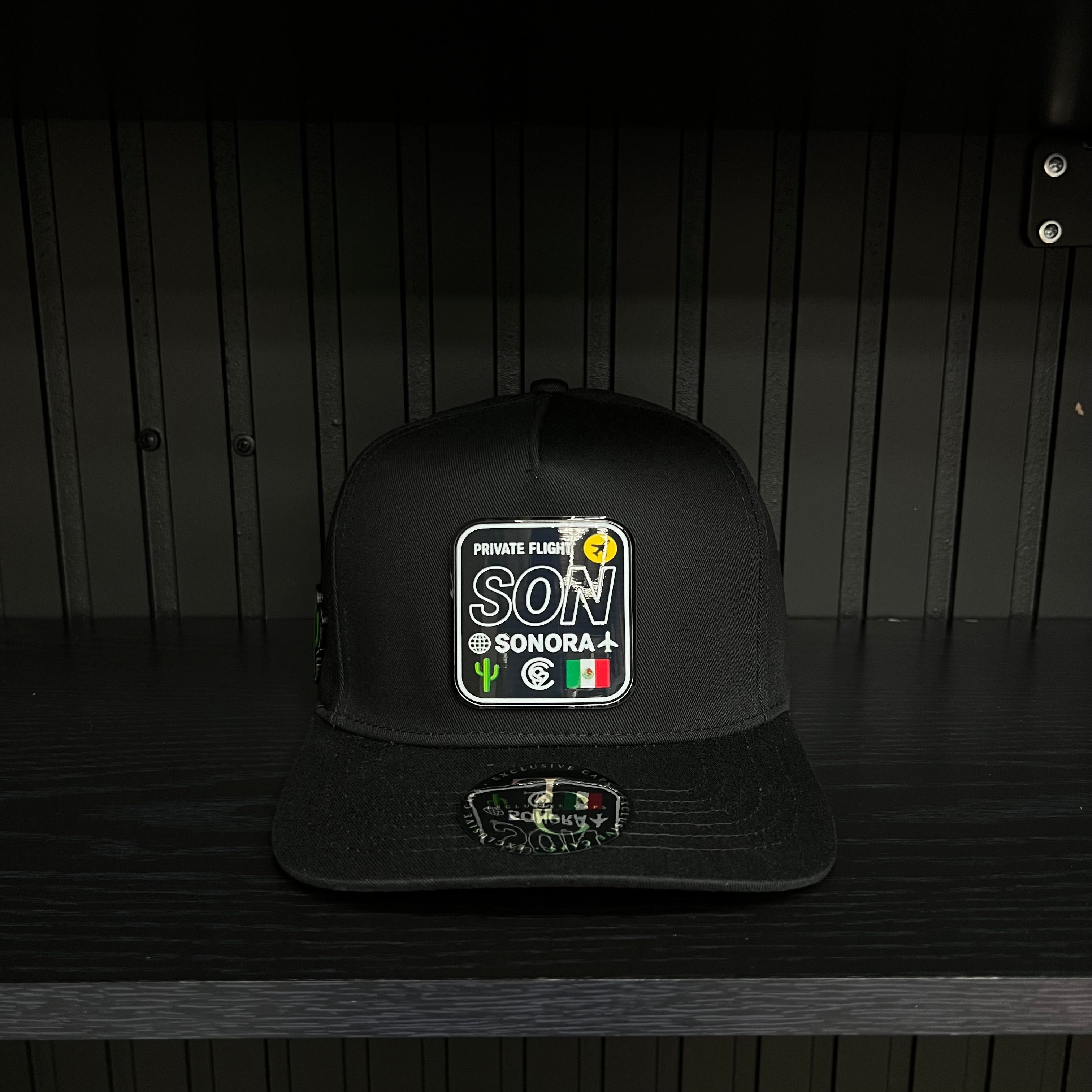 Exclusive Sonora Private Flight SnapBack Hat - Black/Red Cotton Cap