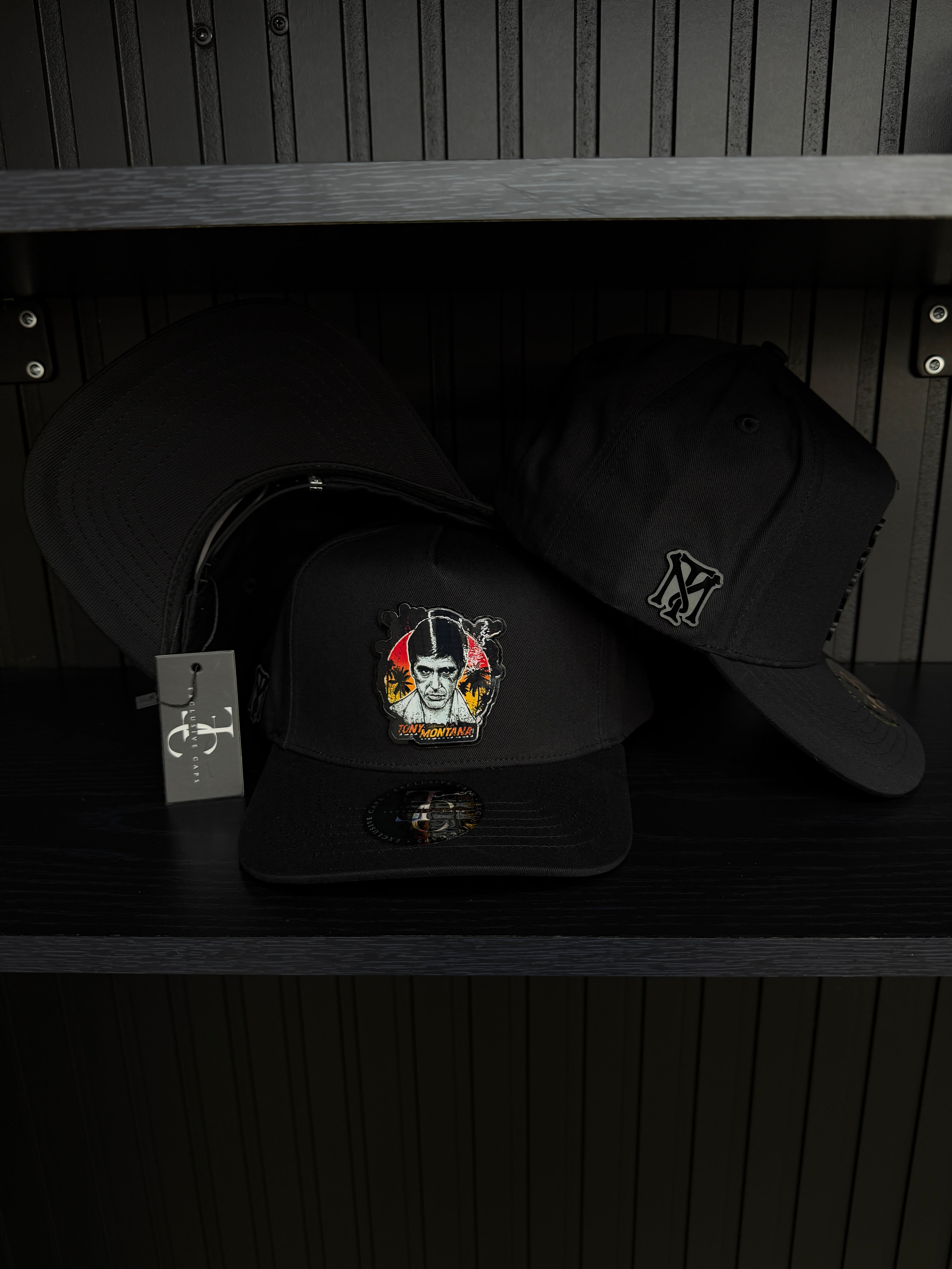 Exclusive Caps Tony Montana SnapBack Hat- Black Cotton