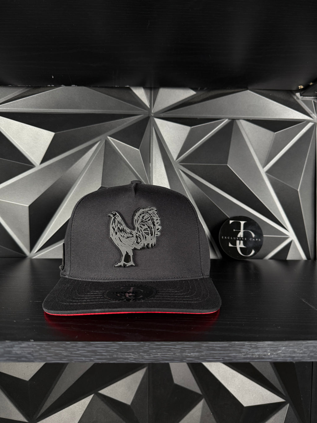 Gallo Black Plate SnapBack Hat-Black/Red Cotton