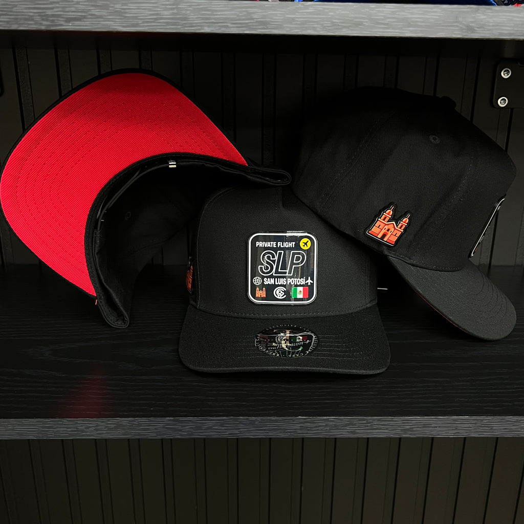 Exclusive San Luis Potosí Private Flight SnapBack Hat - Black/Red Cotton Cap