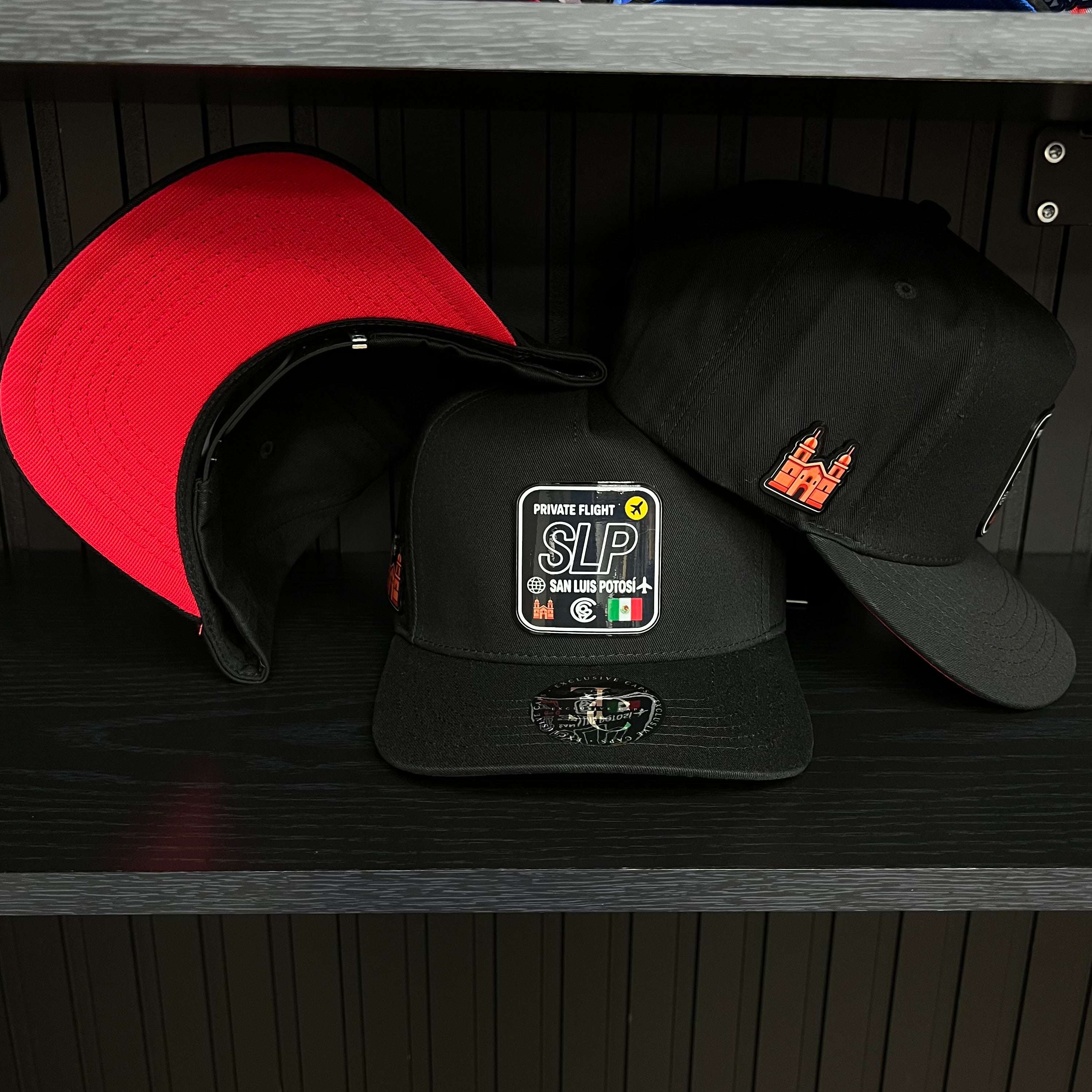 Exclusive San Luis Potosí Private Flight SnapBack Hat - Black/Red Cotton Cap