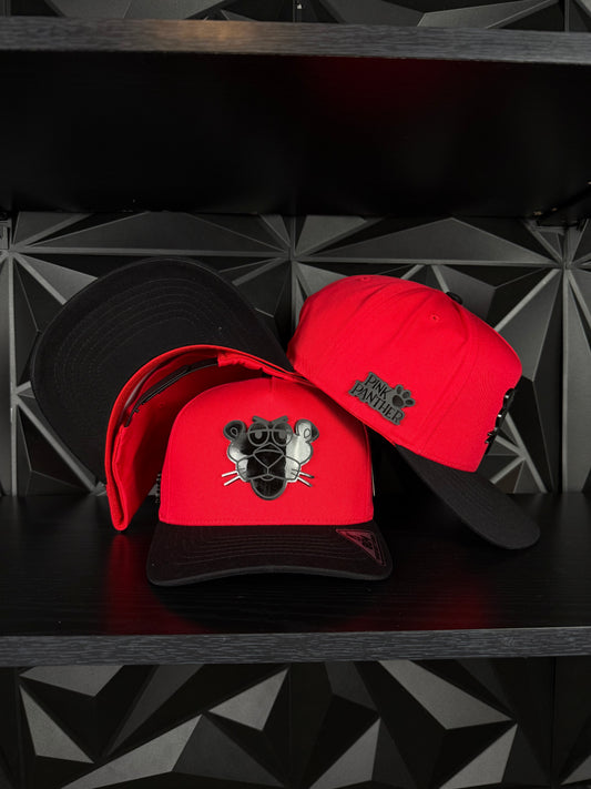Black panther plate SnapBack hat-red/blackk