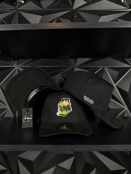El gordo mz SnapBack hat- black Suede Visor
