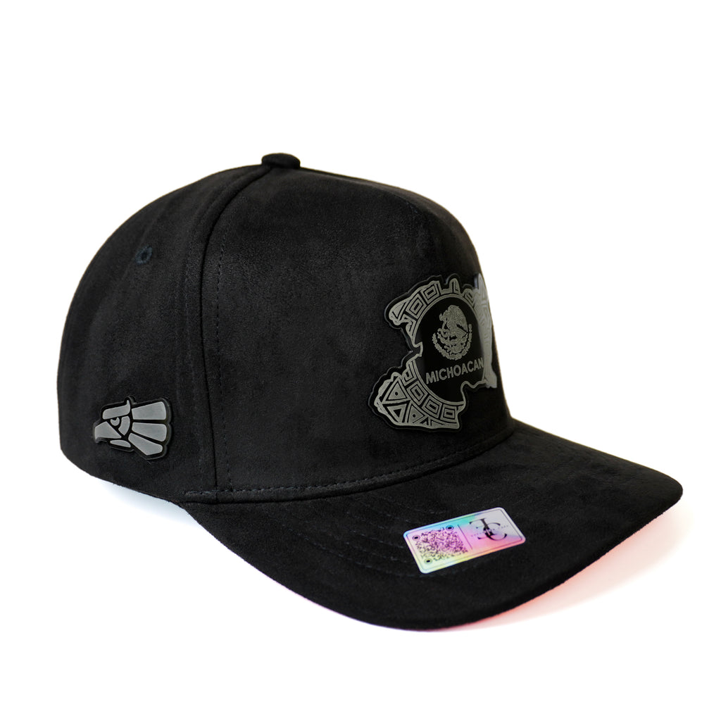Michoacán México SnapBack Hat-Black/Red Suede