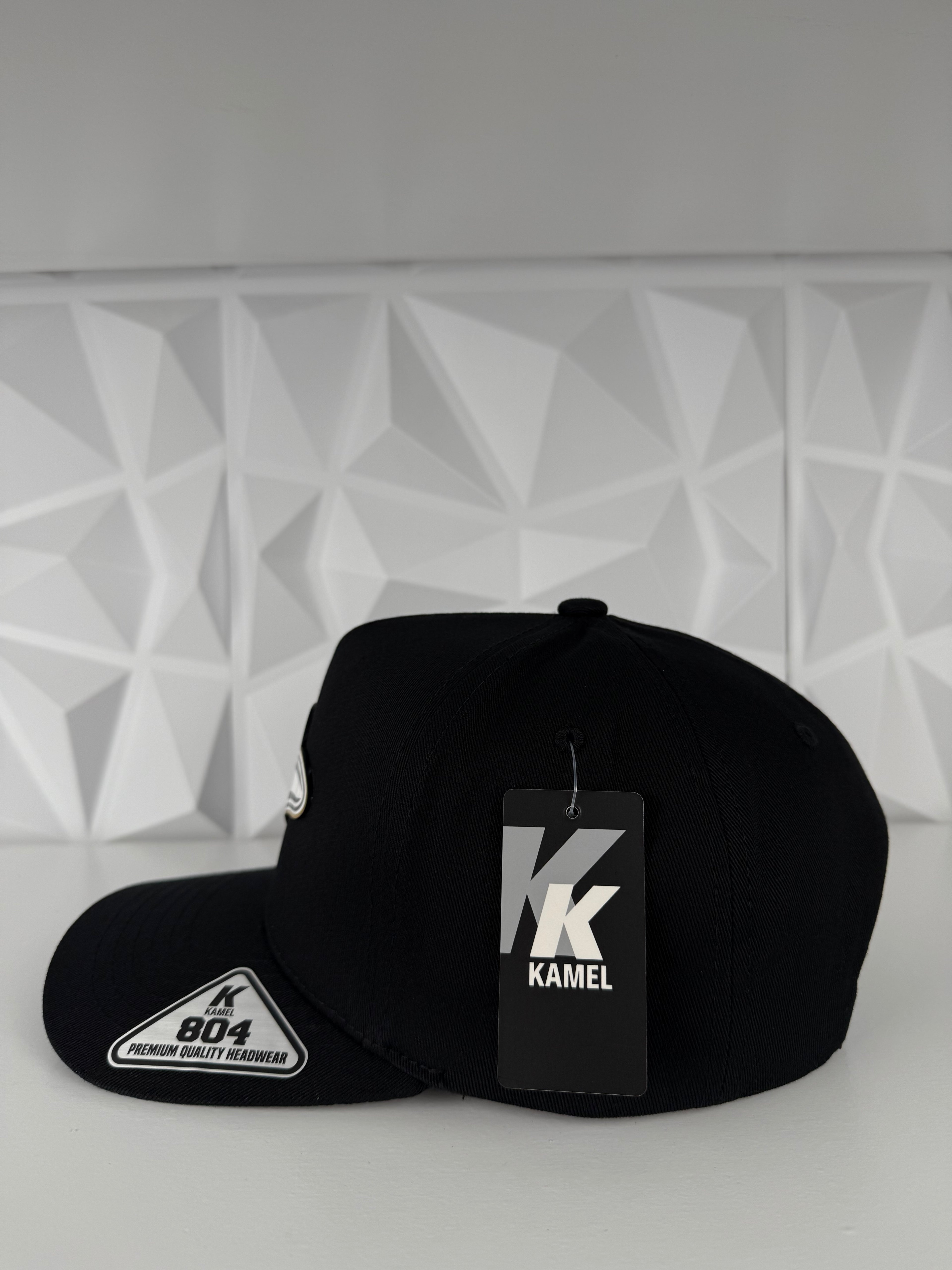 Sombrero Blanco Placa SnapBack Gorra-Negra