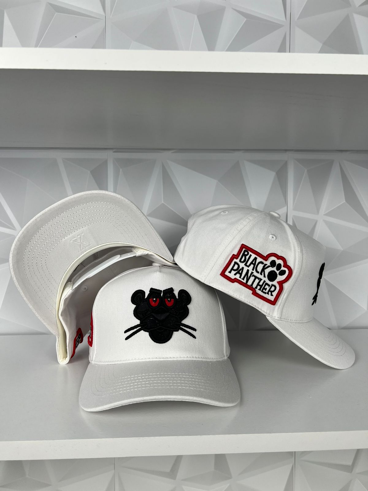 Black Panther SnapBack Hat-White