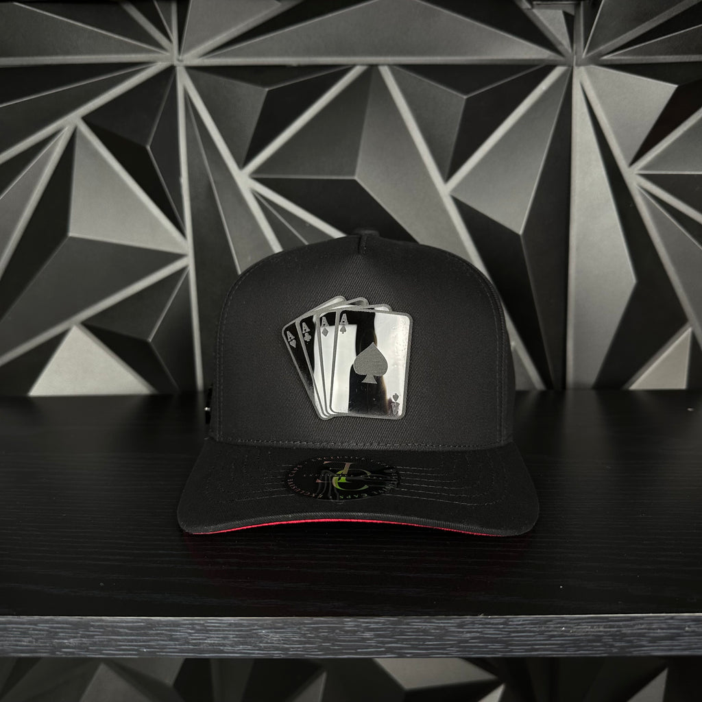Poker Placa SnapBack Gorra-negra/red