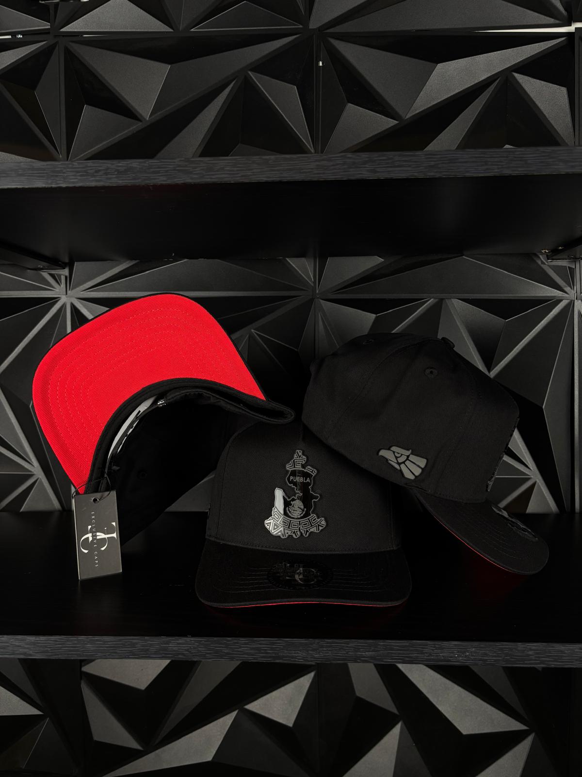 Puebla México estado SnapBack Hat-Black/Red Visor Cotton Cap