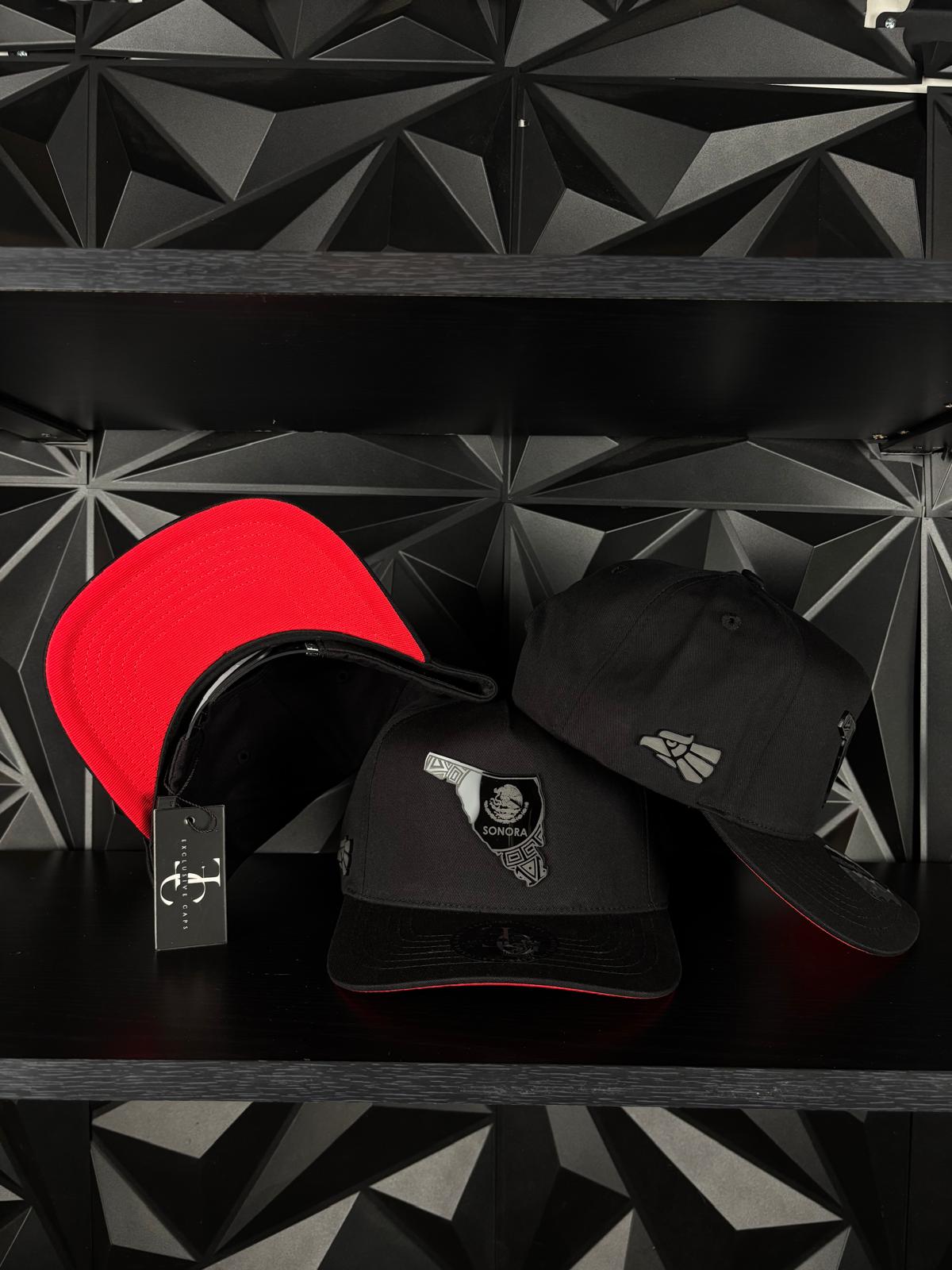 Sonora México estado SnapBack Hat-Black/Red Visor Cotton Cap
