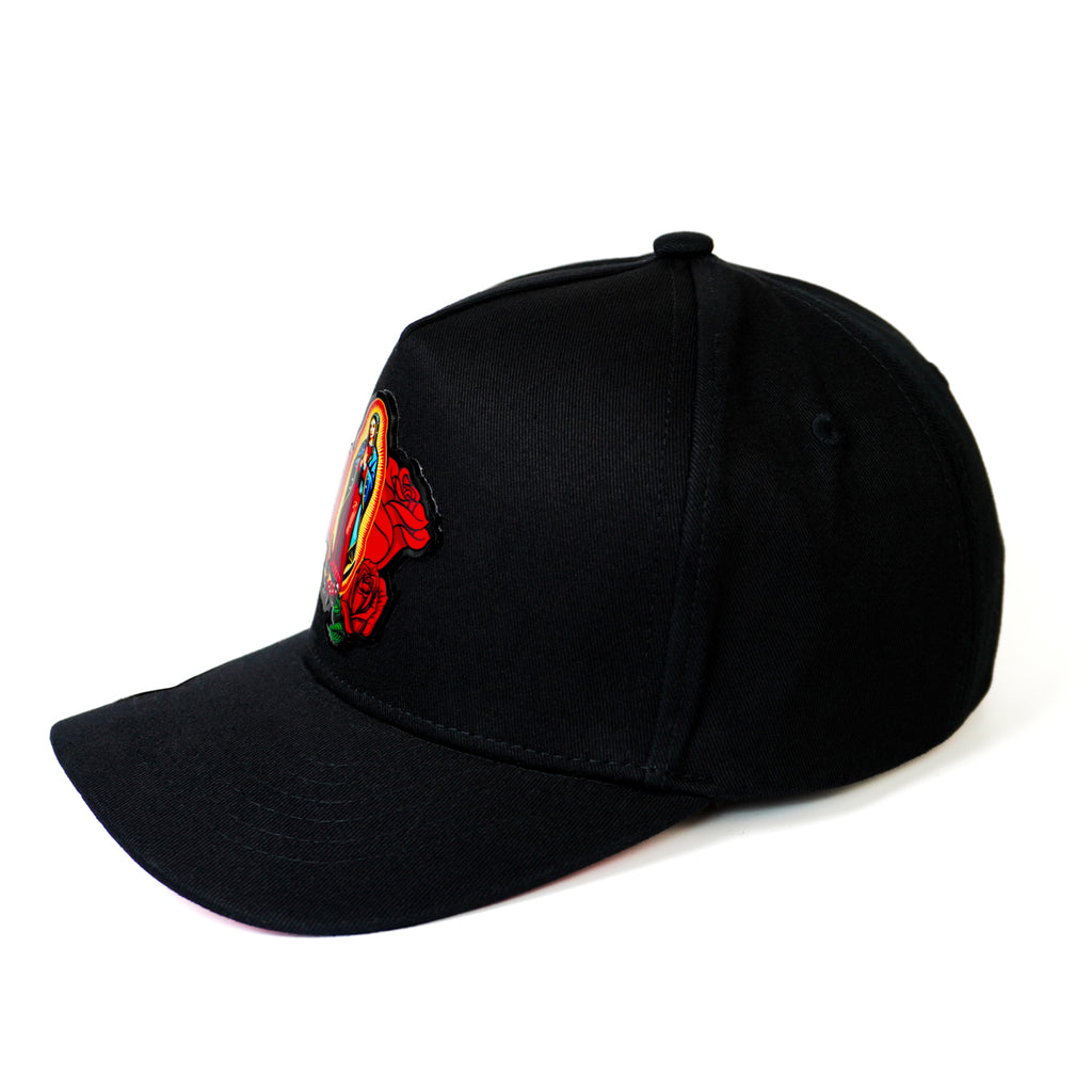 Virgen de Guadalupe SnapBack Hat-Black/Red