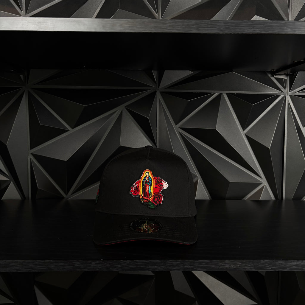 Exclusive Caps Virgen de Guadalupe SnapBack Hat-Black/Red Cotton
