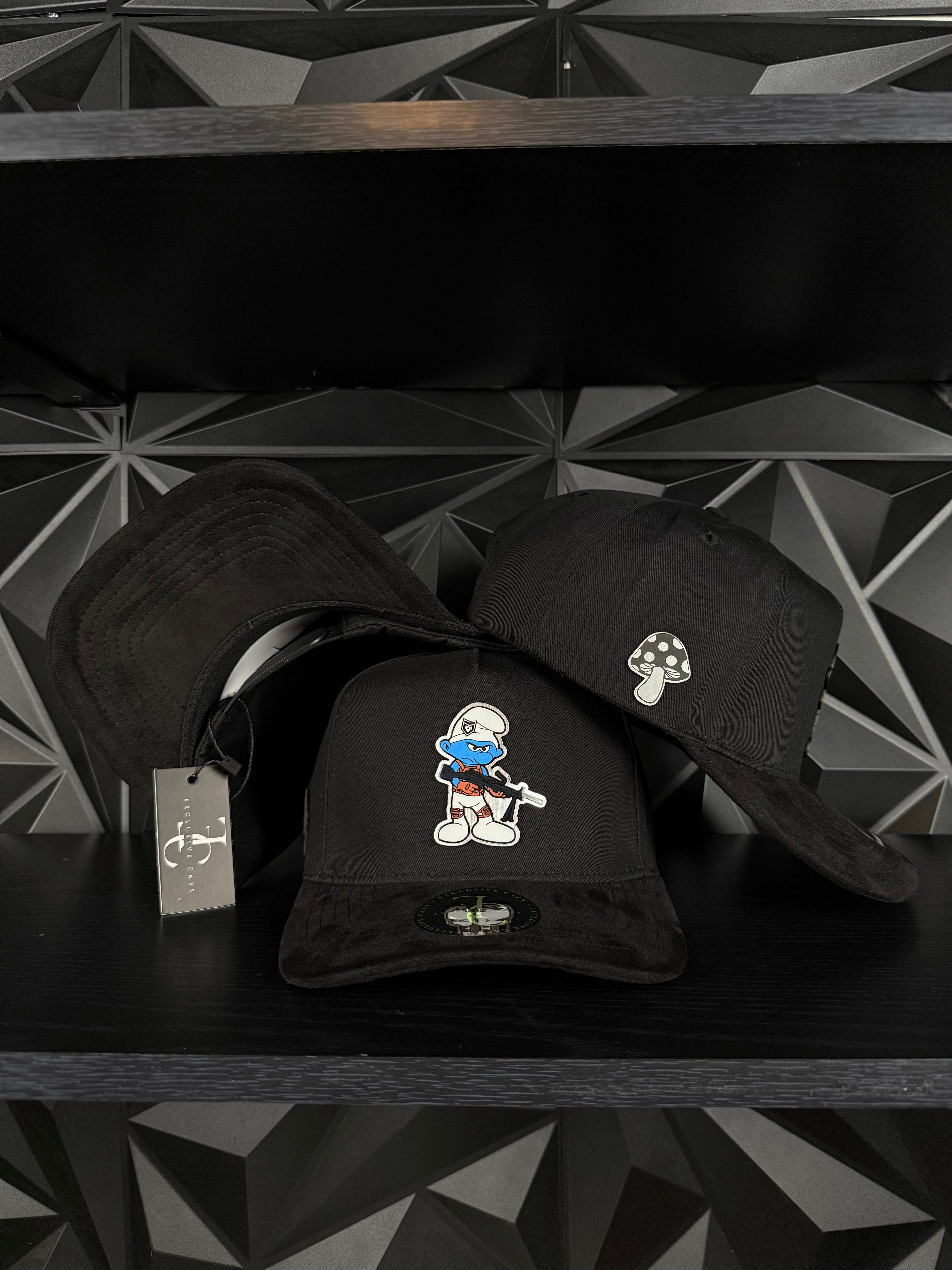 Pitufo SnapBack hat-black suede visor