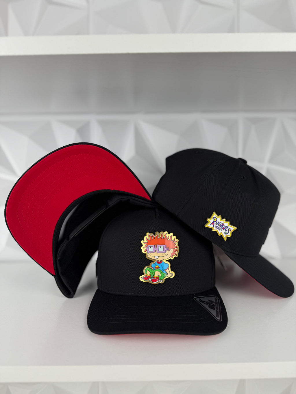 Rugrats Placa SnapBack Gorra- Negra/Roja