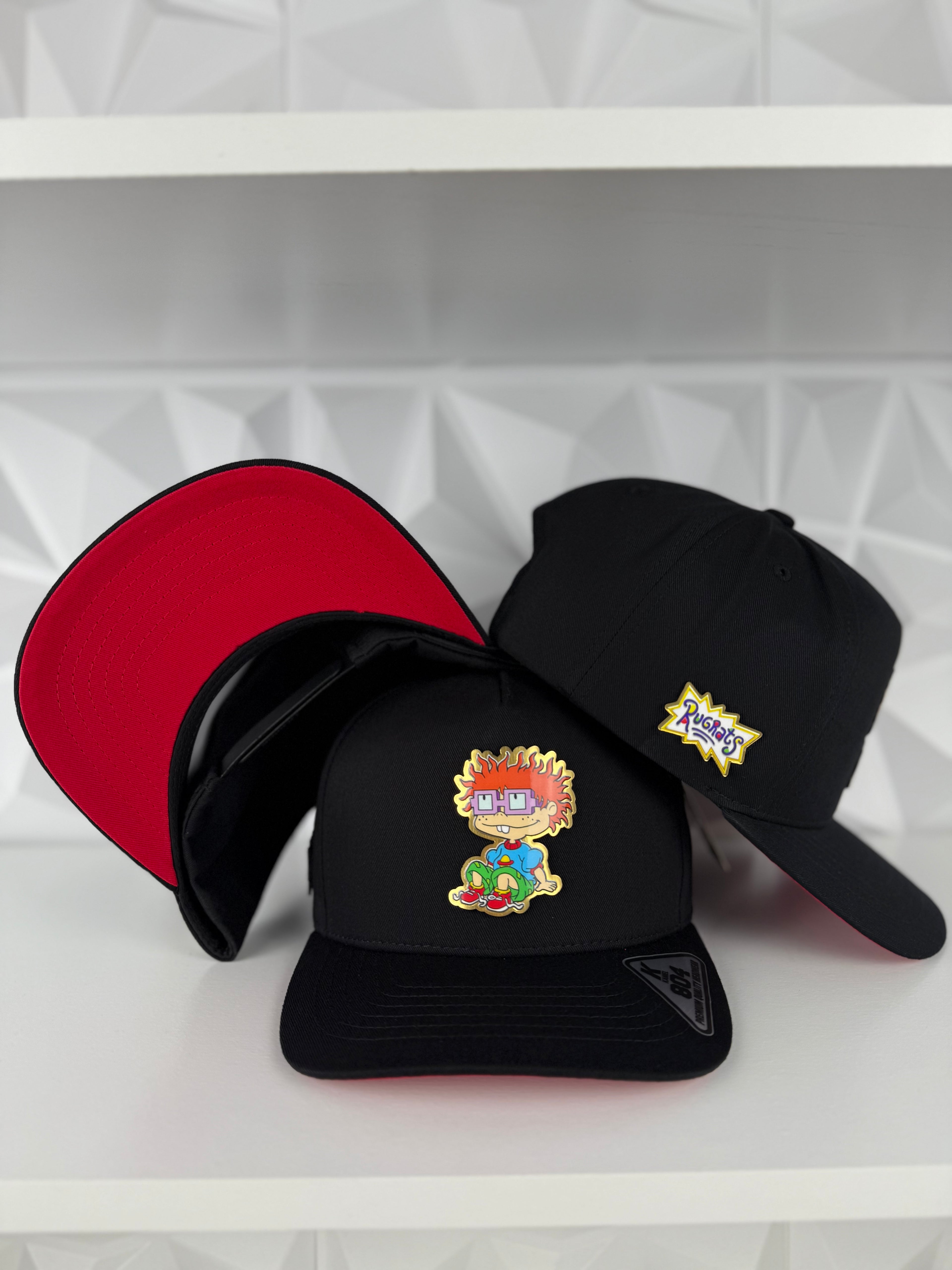 Rugrats Placa SnapBack Gorra- Negra/Roja