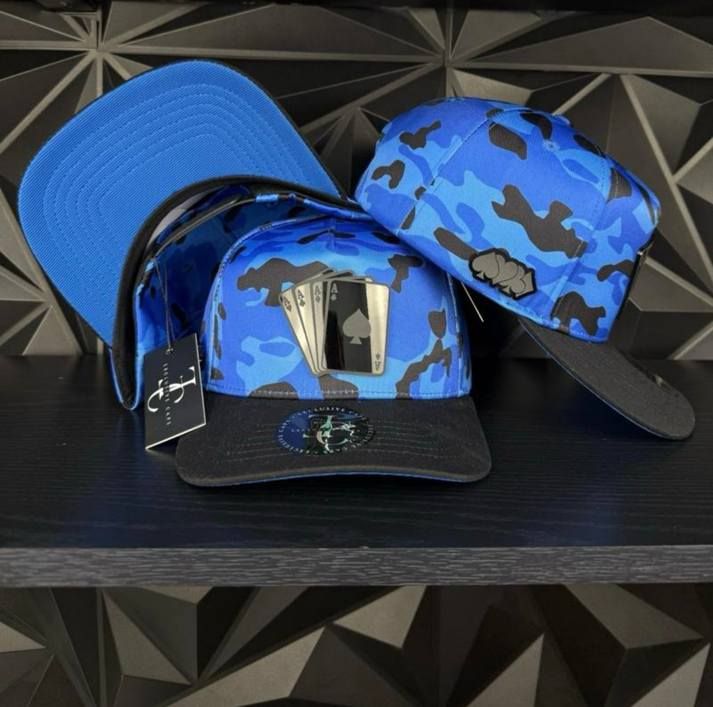 Poker placa SnapBack gorra-Azul camo