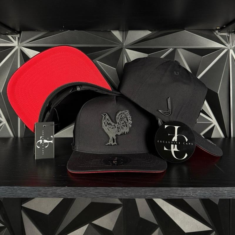 Gallo Black Plate SnapBack Hat-Black/Red Cotton