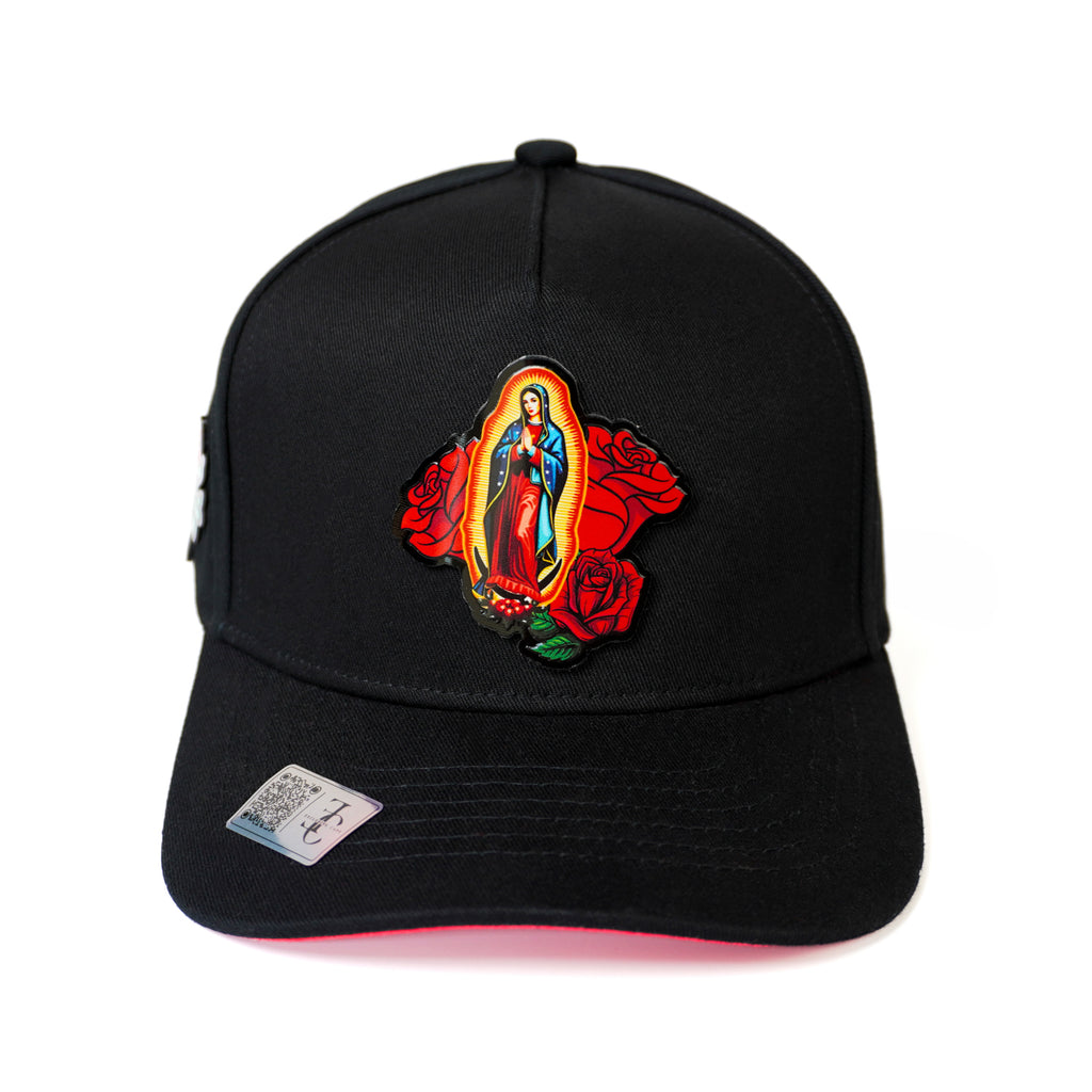 Virgen de Guadalupe SnapBack Hat-Black/Red