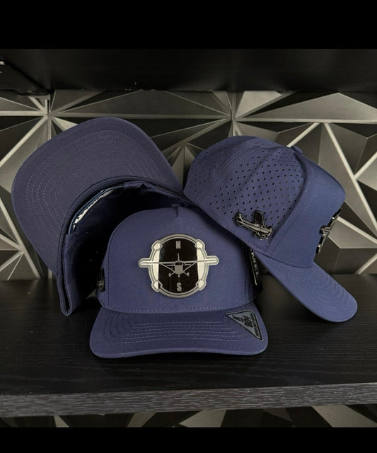 Compass plane Plate SnapBack hat-Dark Blue