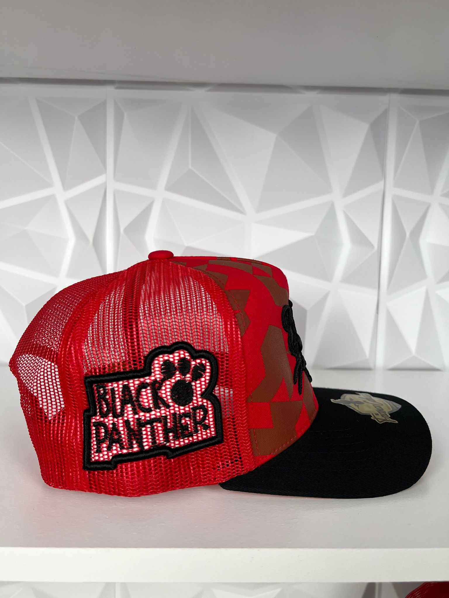 Black Panther Hat-Red camo
