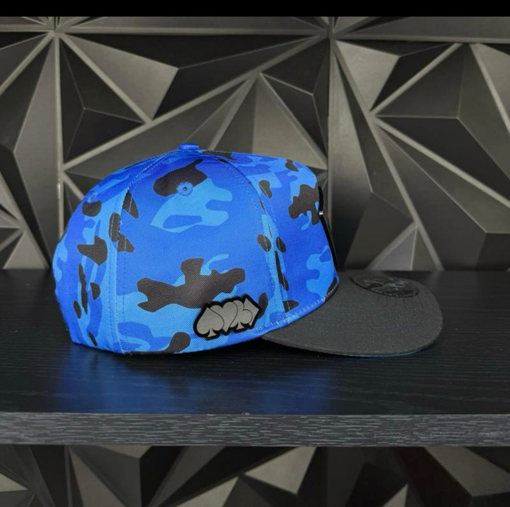 Poker placa SnapBack gorra-Azul camo