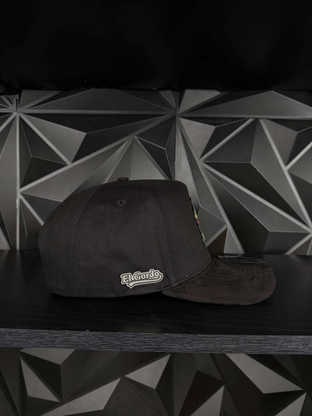 El gordo mz SnapBack hat- black Suede Visor