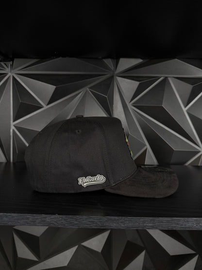 El gordo mz SnapBack hat- black Suede Visor