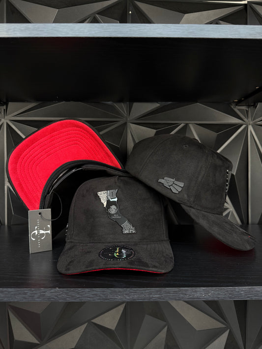 Baja California México SnapBack hat-black/red suede