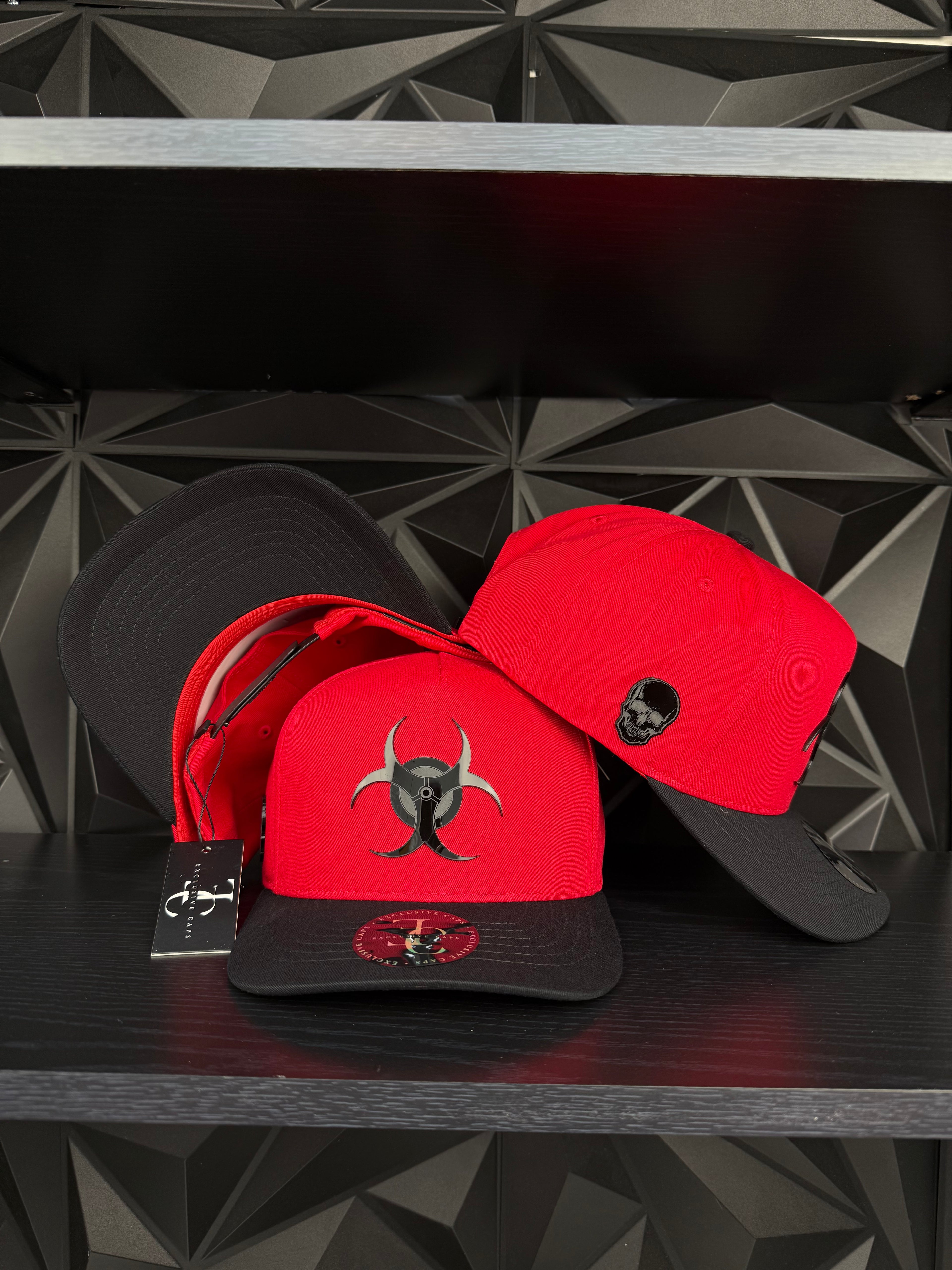 Virus plate SnapBack hat-Red/Black